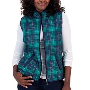 Karen Scott Green and Blue Plaid Vest